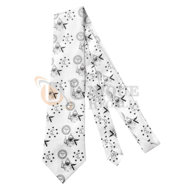 Masonic white Symbolic Necktie black and white Unique_Regalia